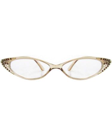 Pop Fashionwear Rhinestone Cat Eye Reading Glasses R223 - Colorful Crystal Light Brown 2.50 | International Shipping Available - Buy Online on GoSupps.com