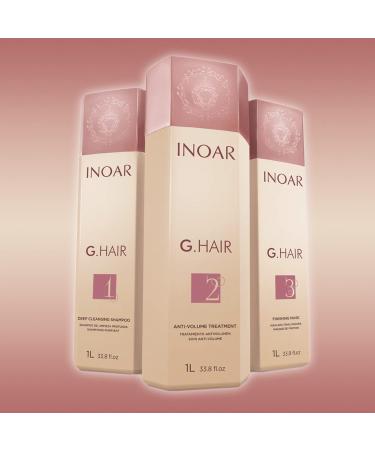 INOAR G.Hair Keratin Smoothing System Kit - Vegan Haircare for Men & Women Deep Cleaning Shampoo Anti-Volume Treatment & Finishing Mask - 33.8 oz Each International Shipping Available - Buy Online on GoSupps.com