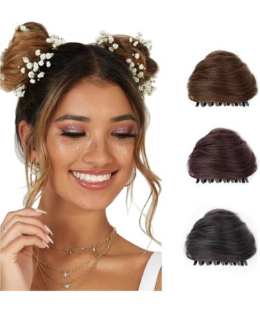 Cat Ears Hair Donut Chignon Claw Clip in Messy Hair Bun Space Bun Hair Pieces Cat Ears Bun Hair Extensions Wig Accessory Ponytail Hairpieces for Women Girls (Dark Brown) - Buy Online on GoSupps.com