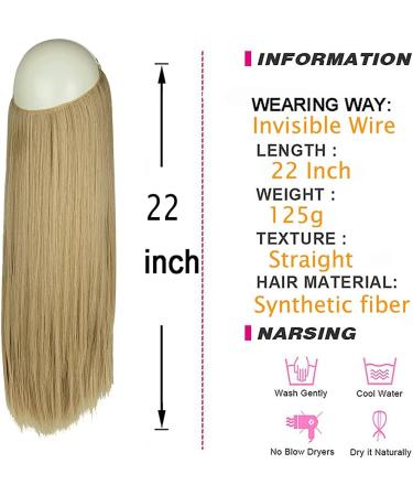 22 Halo Hair Extensions in Straight Light Ash Blonde & Bleach Blonde - Heat Friendly Synthetic Hairpieces | No Clip Headband for Women by OMGREAT - Buy Online on GoSupps.com