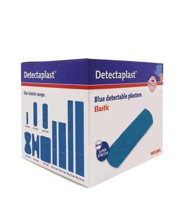 Detectaplast Blue plasters Elastic  Metal detectable and Flexible plasters  Essential for Catering First aid kit in Food handling environments  Kitchen aid  25 x 72 mm  100 Strips