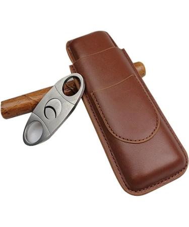 Portable Cigar Case Leather Cigar Holder Case with Cutter Humidor Travel Box Portable Cigar Accessory - Buy Online on GoSupps.com