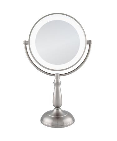 Zadro 11 Makeup Mirror with Lights and Magnification Dimmable Touch LED Lighted Makeup Mirror with Magnification 12X/1X Satin Nickel