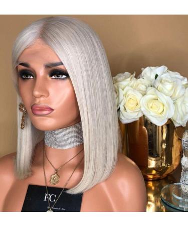 Buy BGHJUE N White Bob Straight Synthetic Wig - 50% Human Hair Left Side Parting for Women - International Shipping Available - Buy Online on GoSupps.com