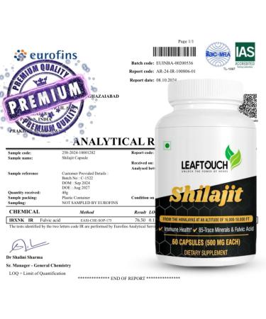 LEAFTOUCH Shilajit Supplement 60 Capsules- Pack of 5 (500 MG Each) 60 Count (Pack of 5) - Buy Online on GoSupps.com