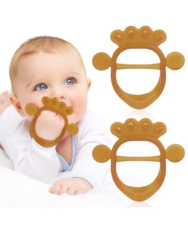 Vicloon bite toys baby 2PCs soft bite ring baby dental aid baby bbeisring bite ring made of silicone bpa free soothe wound for babies from 3+ months brown 2PCs brown