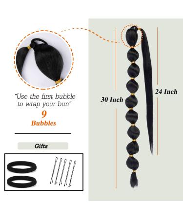 Puff Braid Ponytail: 30 Inch Afro Bubble Extensions for Black Women - 5.6 Ounces, 1B Black - Buy Online on GoSupps.com