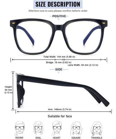 2-Pack Oversized Blue Light Blocker Glasses for Women - Square Computer Eyeglasses in Black and Clear - Reduce Eye Strain - Buy Online on GoSupps.com