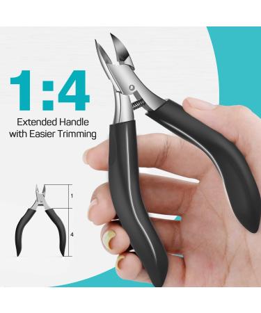 RONAVO Ingrown Toenail Treatment Set - Heavy Duty Nail Clippers for Thick Nails - Professional Toe Nail Clippers for Men & Elderly - Large Toenail Scissors for Ingrown Nails - Black - Buy Online on GoSupps.com