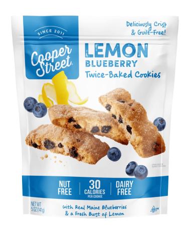 Cooper Street Cookies All Natural Twice Baked Crispy Cookie, Nut & Dairy Free, Biscotti Style 5oz (Lemon Blueberry) (Lemon Blueberry, 5 Ounce (Pack of 1)) Lemon Blueberry 5 Ounce (Pack of 1)