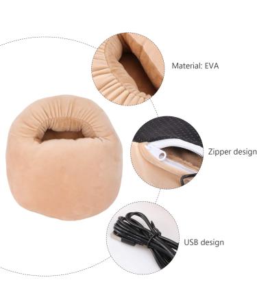 Buy Holibanna USB Foot Warmers - Fluffy Heated Slippers for Winter | Electric Heating Cushions in Camel Color - Perfect for Office Comfort - Buy Online on GoSupps.com