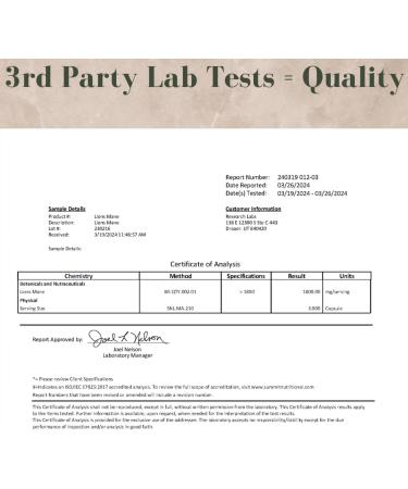 Research Labs Organic Lions Mane Supplement Capsules, 2 Fer 1 Ad - 240 Capsules w/Patent Litropane Immune System Booster Nootropic Brain Support Mushroom Supplement. 10X Extract comparable 18000mg - Buy Online on GoSupps.com