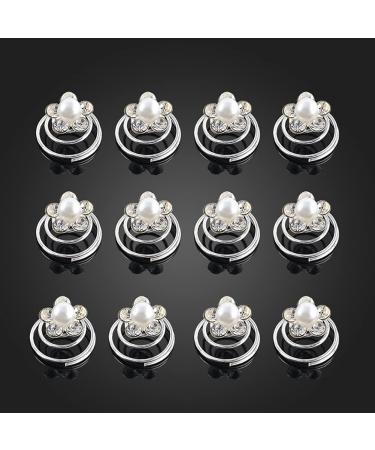24 Pcs Spiral Hair Pins Bridal Hair Clips Crystal Pearls Swirl Hair Accessories - Gold & Silver | Wedding Party Hair Twists Coils - Buy Online on GoSupps.com