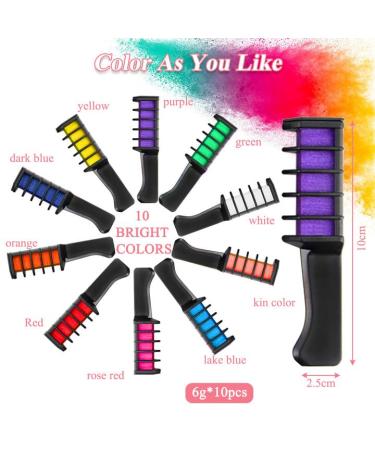 10 PCs Washable Non-Toxic Hair Chalk Set for Kids - Bright & Fun Hair Color for Girls and Children - Buy Online on GoSupps.com