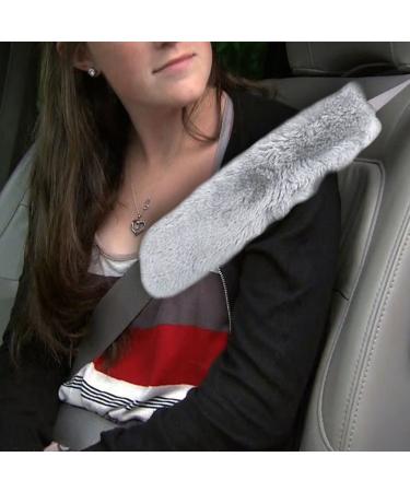 Suntrade Soft Lambskin Seat Belt Covers Safety Shoulder Pads for Adults & Kids Gray Car Accessories - Buy Online on GoSupps.com
