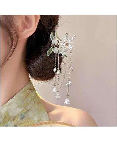 Qoiseys Bell Orchid Chinese Style Retro Tassel Hairpin for Women Bride Wedding Hair Clips for Hair Accessories - Buy Online on GoSupps.com