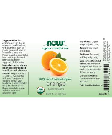 Buy NOW Foods Organic Orange Oil - 1 Fl Oz | Premium Quality Essential Oil | International Shipping Available - Buy Online on GoSupps.com