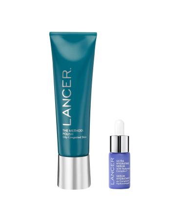 Lancer Skincare The Method: Polish Facial Exfoliator Daily Exfoliating Face Scrub with Natural Minerals Oily Congested Skin & Hydrating Serum 4.2 Fluid Ounces