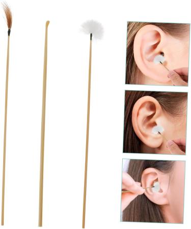 SOESFOUFU 3pcs Disposable Earwax Removal Kit Bamboo Ear Cleaning Tools with Goose Chicken Gentle and Earwax Cleaner for Home Use - Buy Online on GoSupps.com
