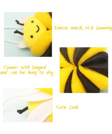 Cute Bee Bath Sponge Set - Cartoon Animal Loofah Pouf for Men and Women (2 Pcs) - Buy Online on GoSupps.com