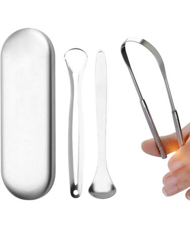 Buy Tongue Brush & Cleaner Set | Improve Dental Health & Fresh Breath | U-Shaped Tongue Scraper for Adults & Children - Silver 3-Piece Set - Buy Online on GoSupps.com