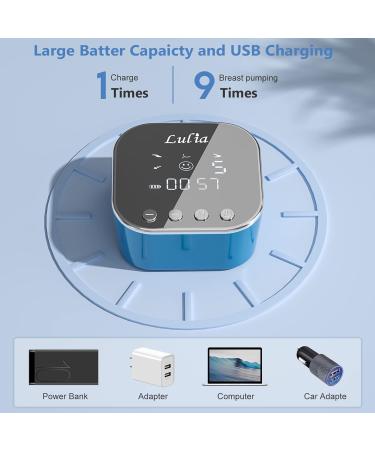 2023 Upgraded Lulia Double Electric Breast Pump - Portable, Strong Suction, Painless - 2 Flange Sizes, 4 Modes, 9 Levels - Ultra Silent, Rechargeable - Blue - Buy Online on GoSupps.com