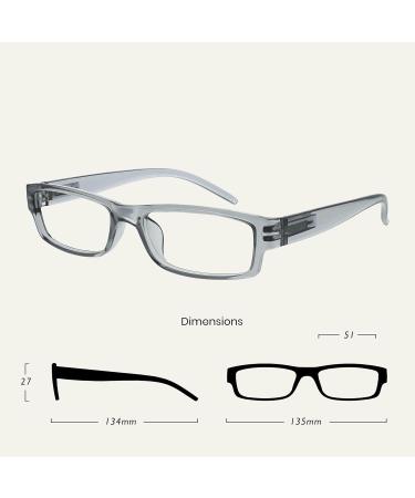 Buy Grey Lightweight Comfortable Reading Glasses - 4 Pack for Men & Women | RRRR32-7 +2.00 - International Shipping - Buy Online on GoSupps.com