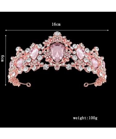 Rose Gold Queen Crown Tiara- Luxury Pink Rhinestone Hairband for Birthday, Prom, Bridal - Buy Online on GoSupps.com