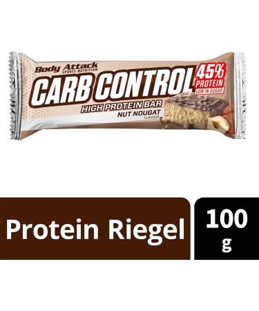 Body Attack Carb Control Protein Bar - Nut Nougat - 10x100g Pack | Low Carb High Protein International Shipping - Buy Online on GoSupps.com