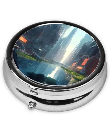 City On The Water Round Pill Box Organizer - 3 Compartment Portable Travel Pill Case for International Shipping - Buy Online on GoSupps.com