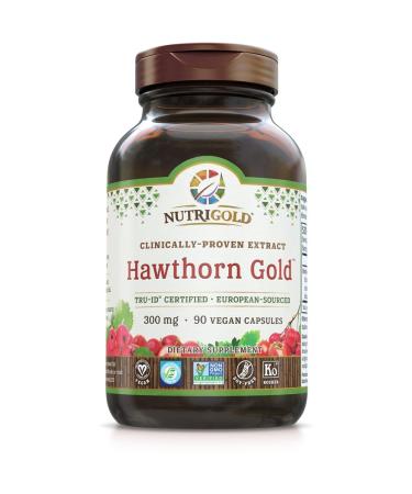 Nutrigold Hawthorn Gold (Clinically-Proven Extract), 300 Mg, 90 Veggie Capsules
