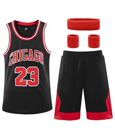 MetaParty basketball jersey children basketball jersey children 2 pieces basketball set children clothing sleeveless basketball jersey for young basketball shirt shorts black 140