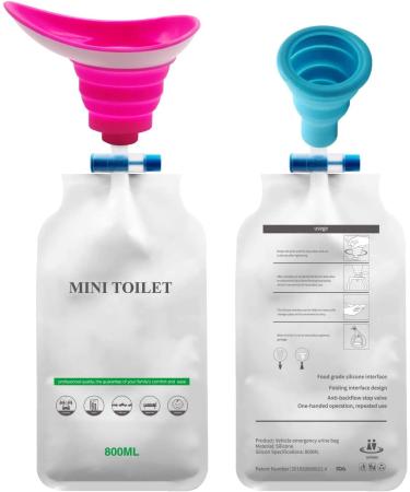 Portable Female Urinal Device | Stand to Pee | Emergency Funnel Urine Bags | Travel Pee Bag for Women, Men & Kids | Pink - Buy Online on GoSupps.com