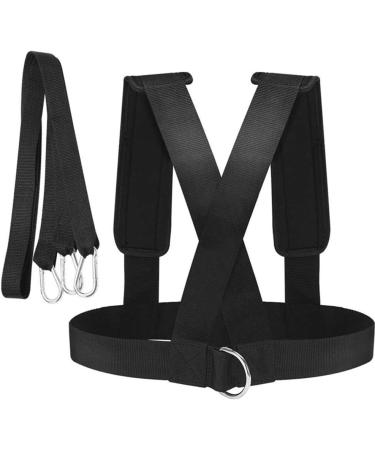 Weight Bearing Shoulder Strap Resistance Bands Fitness Shoulder Strap Elastic Loop | Adjustable Padded Shoulder Strap Sled Harness Tire Pulling Harness for Fitness Resistance Training Workout Black - Buy Online on GoSupps.com