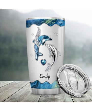 Wassmin Personalized Dolphin Tumbler Cup - Custom Name Stainless Steel Insulated Mug for Women & Girls | 20oz / 30oz - Perfect Birthday & Christmas Gift - Buy Online on GoSupps.com