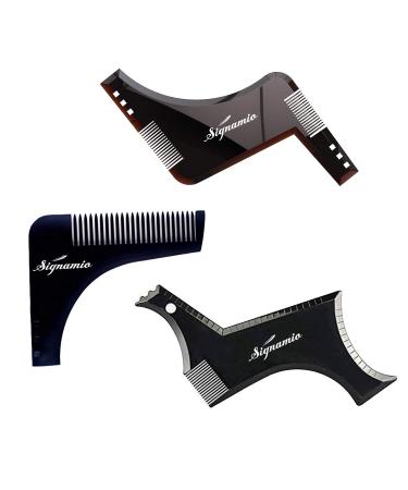 SIGNAMIO 3 Pack Combo of Beard Shaper Tool With Comb For Men, Home And Salon Use, Men Beard Accessories (Black) - 3- Pcs 3-Pc-COMB