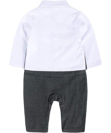 AmzBarley Baby Boys Gentlemans Tuxedo Romper Suit | Long/Short Sleeve Shirt, Pants, Vest, Bowtie | Black | 6-12 Months - Buy Online on GoSupps.com