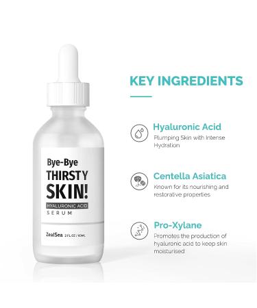 ZealSea 2oz Hyaluronic Acid Serum for Face | Hydrating Facial Serum with Retinol, Niacinamide, Ceramides | Smooth Fine Lines | All Skin Types | Paraben & Fragrance-Free | 2 Fl Oz - Buy Online on GoSupps.com