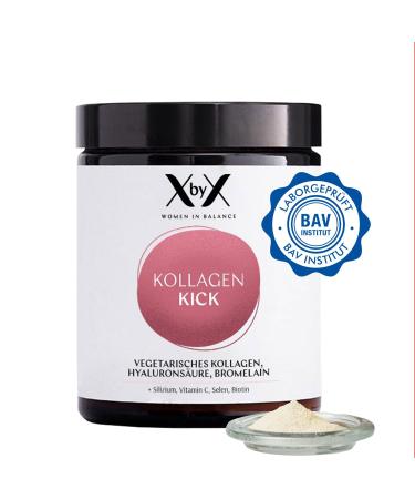Xbyx Collagen Kick 90 G |45 portions |Vegetarian premium collagen powder made of eggshell membrane for skin hair bones muscles nails and joints |Type 1 5 and 10 collagen |from Germany