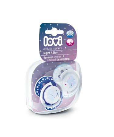 Lovi 22/811boy Dynamic Silicone Pacifier - Orthodontic Glow-in-the-Dark 6-18 Months BPA Free - 2 Pack Night & Day - International Shipping Available - Buy Online on GoSupps.com