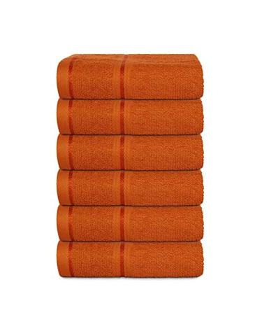 HURBANE HOME Hand Washcloth Sets - Super Soft Highly Absorbent Towel - 100% Cotton Lightweight Washcloths - Extra Durability and Soft Texture - 6-Pack (12 x 12) - Orange Washcloths Orange