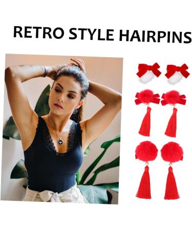 minkissy 3 Pairs new year hairpin girl hair accessories hair clip bow hair clips bowknot hair clip New Year Headdress red barrettes Stylish Hair Clips fabric - Buy Online on GoSupps.com