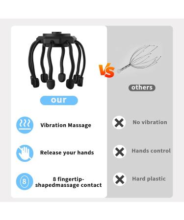 Recharged Black Scalp Massager - 8 Vibrating Contacts for Stress Relief & Relaxation - Perfect for Quick Sleep - Buy Online on GoSupps.com