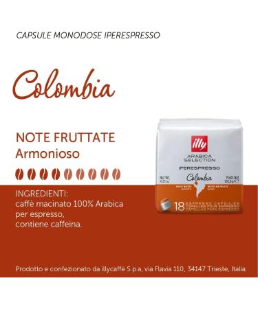 illy Capsule Coffee Iperespresso Arabica Selection Roasted COLOMBIA 6 Boxes of 18 Capsules Total 108 Capsules - Buy Online on GoSupps.com