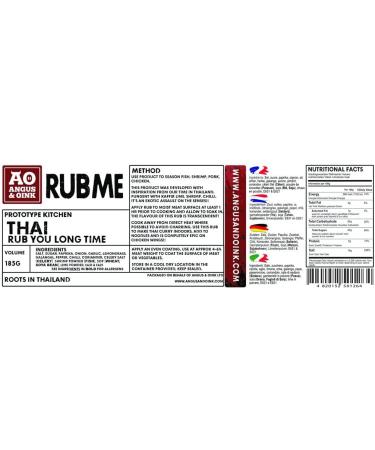 Angus & Oink Rub Me Thai Rub You Long Time BBQ Seasoning | Authentic Thai Flavors with Kaffir Lime Lemongrass Shrimp Chili | Perfect for Curries Noodles Wings & More | 185g - Buy Online on GoSupps.com