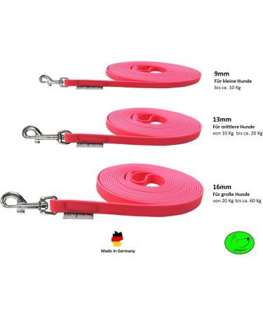 Biothane Tow Leash for Small Dogs - Neon Pink Dog Leash 10m with Hand Loop | Durable Waterproof & Comfortable - Buy Online on GoSupps.com