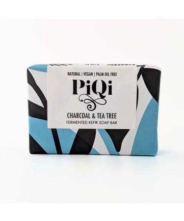 PIQI Kefir Soap Bar Charcoal and Tea Tree - Purifying Exfoliating Rich in Lactic Acid Nourishing Vegan (Natural Palm-Oil Free)