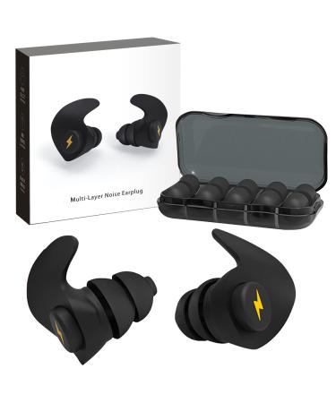 Ear Plugs for Sleeping Noise Cancelling Noise Cancelling Ear Plugs 6 Pairs Soft & Reusable Noise Reduction and Hearing Protection in Silicone for Sleep Work Study Travel Concerts (35dB-Black)