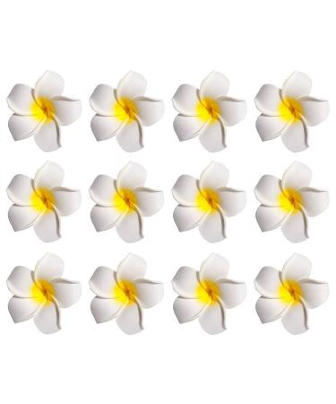 12PCS Women Girls 2.36 Hawaiian Hawaii Bohemia Style Plumeria Foam Flower Hair Clips Decoration Hair Barrette Hairpin For Bridal Wedding Party Beach Holiday (Yellow) - Buy Online on GoSupps.com