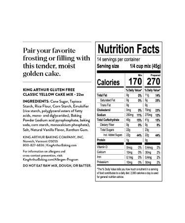 King Arthur Gluten-Free Yellow Cake Mix - 22 oz | Non-GMO, Certified Kosher, Non-Dairy - Buy Online on GoSupps.com